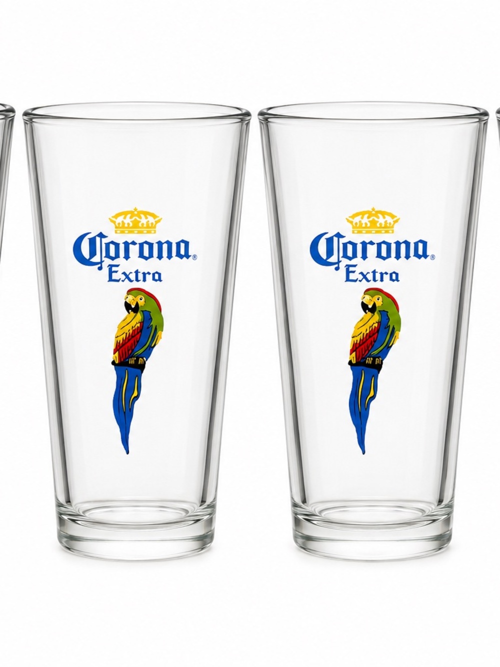 Vintage Corona Extra Parrot Pint Glasses Set of 4